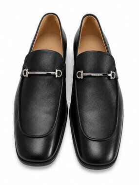 Salvatore Ferragamo Fedro Mens New In Box Black Leather Loafers Sizes 11.5 D